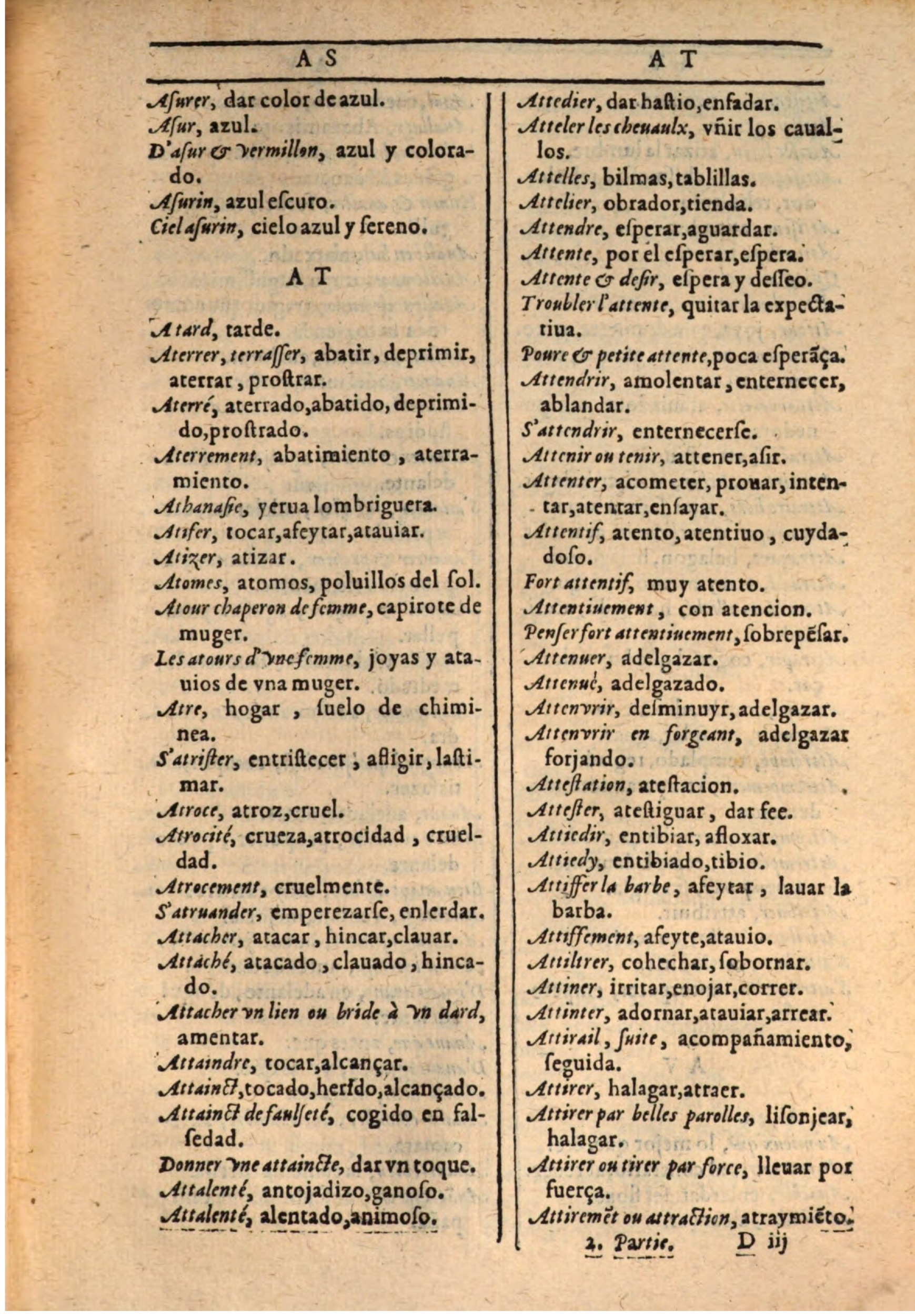 1607 - Marc Orry - Trésor des deux langues espagnole et française (Seconde partie) - BSB Munich