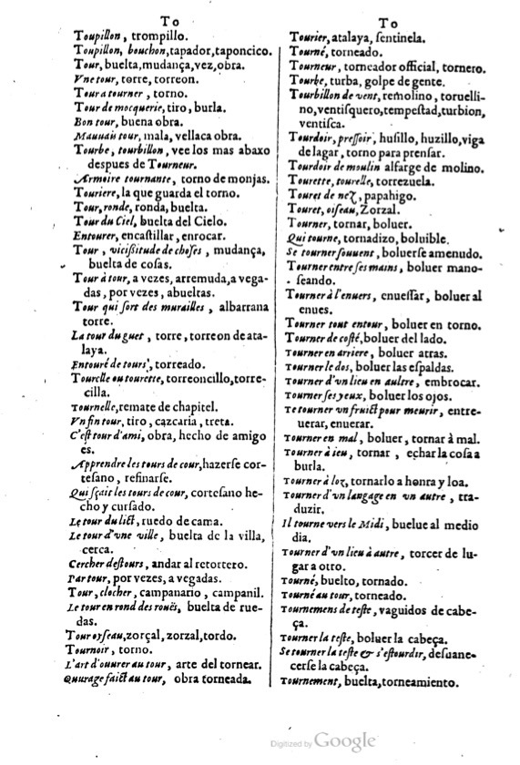 1621 - Adrian Tiffaine - Trésor des deux langues espagnole et française - BM Lyon