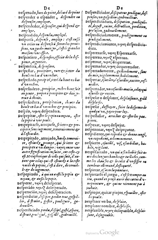 1621 - Adrian Tiffaine - Trésor des deux langues espagnole et française - BM Lyon
