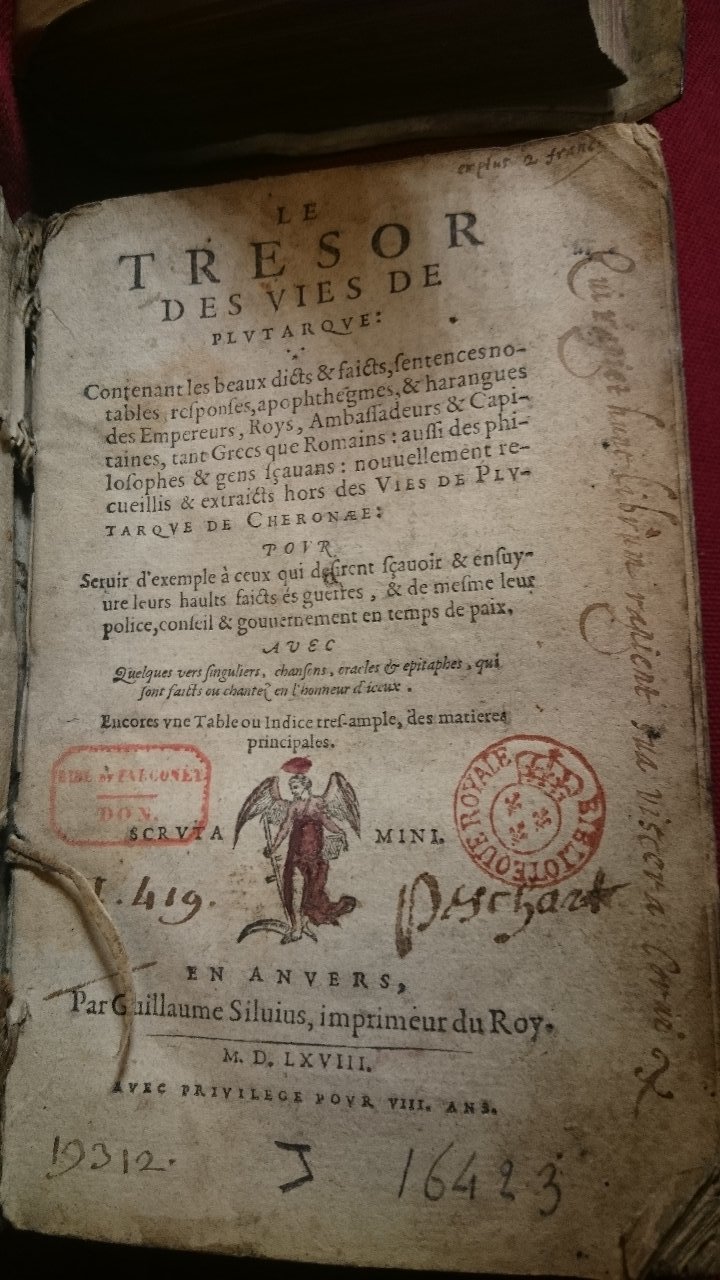 1568 - Willem Silvius - Trésor des vies de Plutarque - BnF
