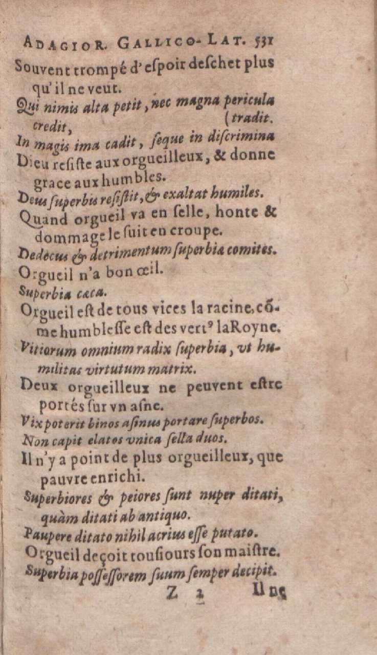 1612 - Dominicus Custos - Trésor des proverbes français  - Bibliopol-Olomuc