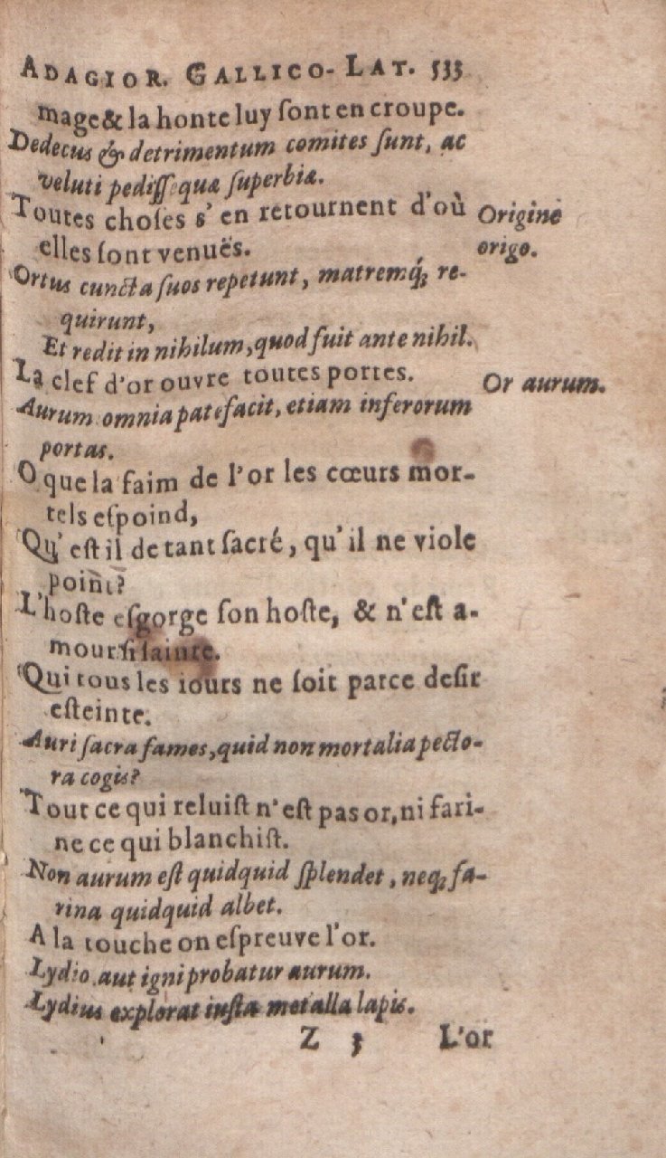 1612 - Dominicus Custos - Trésor des proverbes français  - Bibliopol-Olomuc