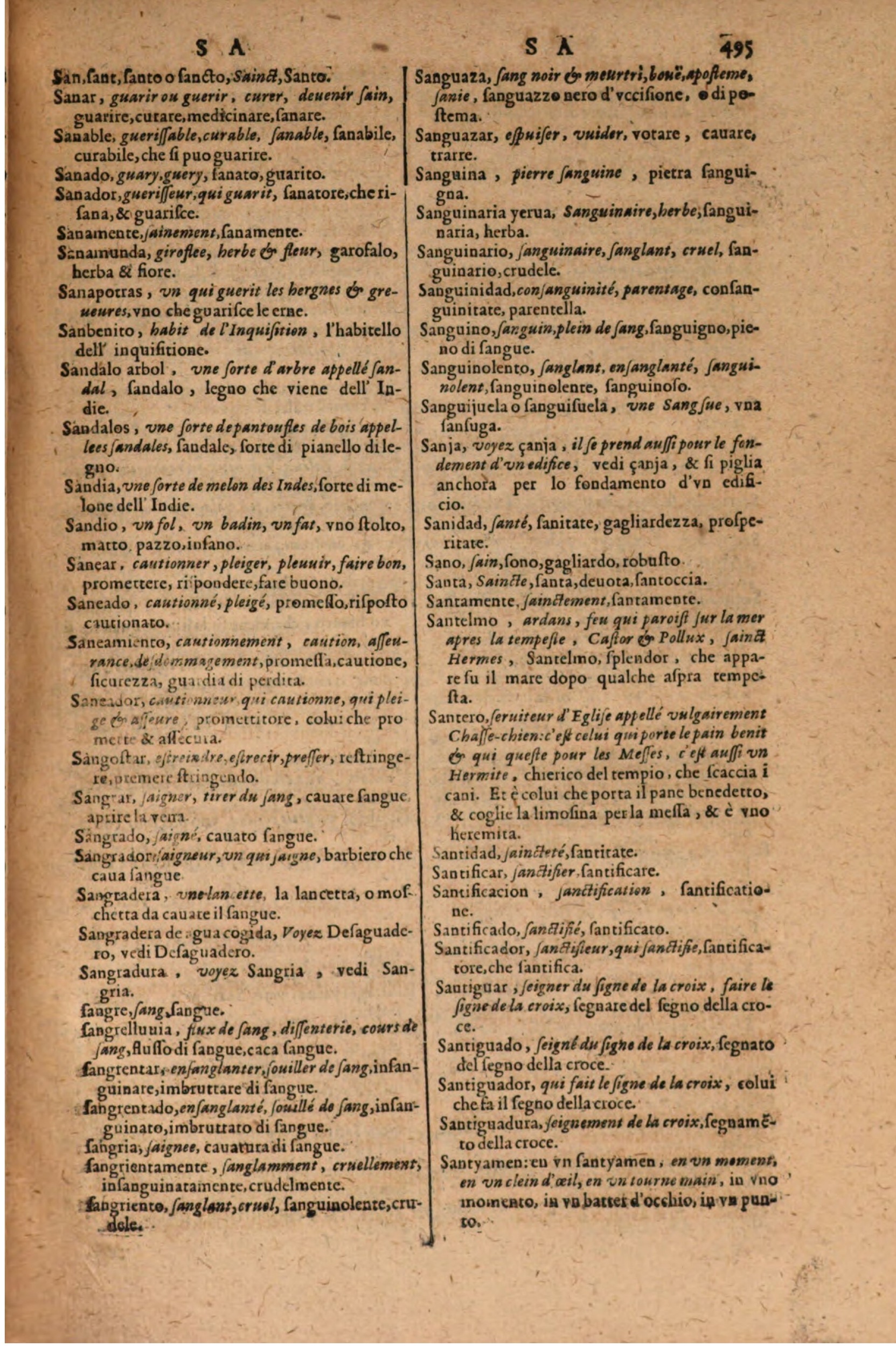 1606 - Samuel Crespin - Thresor des trois langues, francoise, italiene et espagnolle - BSB Munich