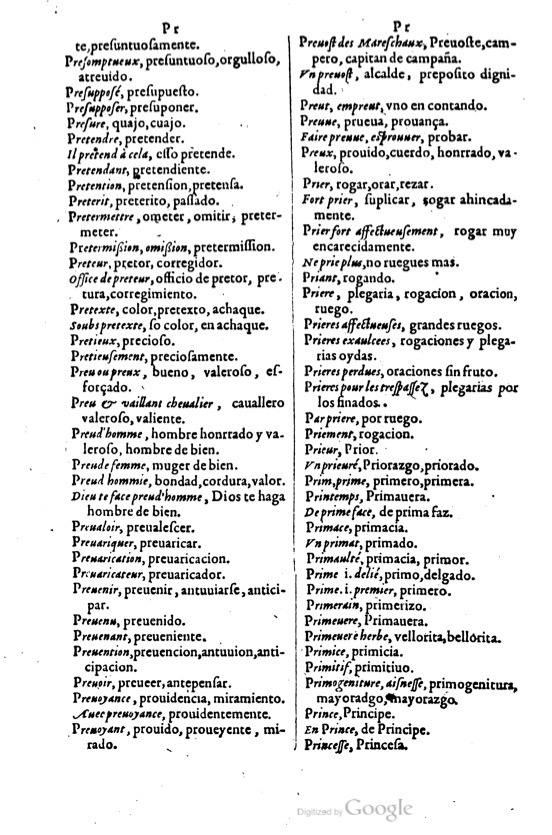 1621 - Adrian Tiffaine - Trésor des deux langues espagnole et française - BM Lyon