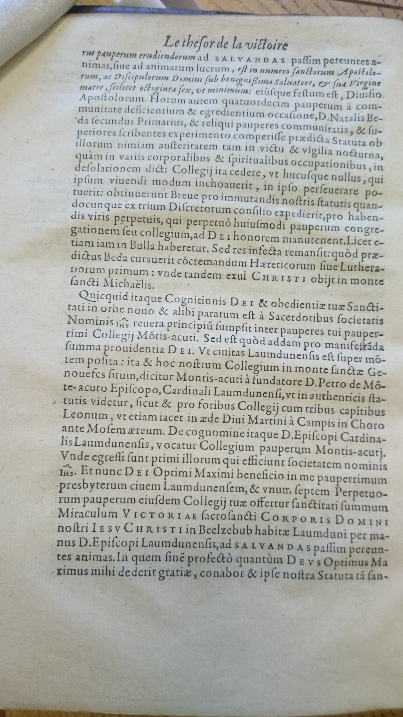 1578 - Nicolas Chesneau - Trésor et entière histoire de la triomphante victoire du corps de Dieu sur l’esprit malin - Douai Quincy