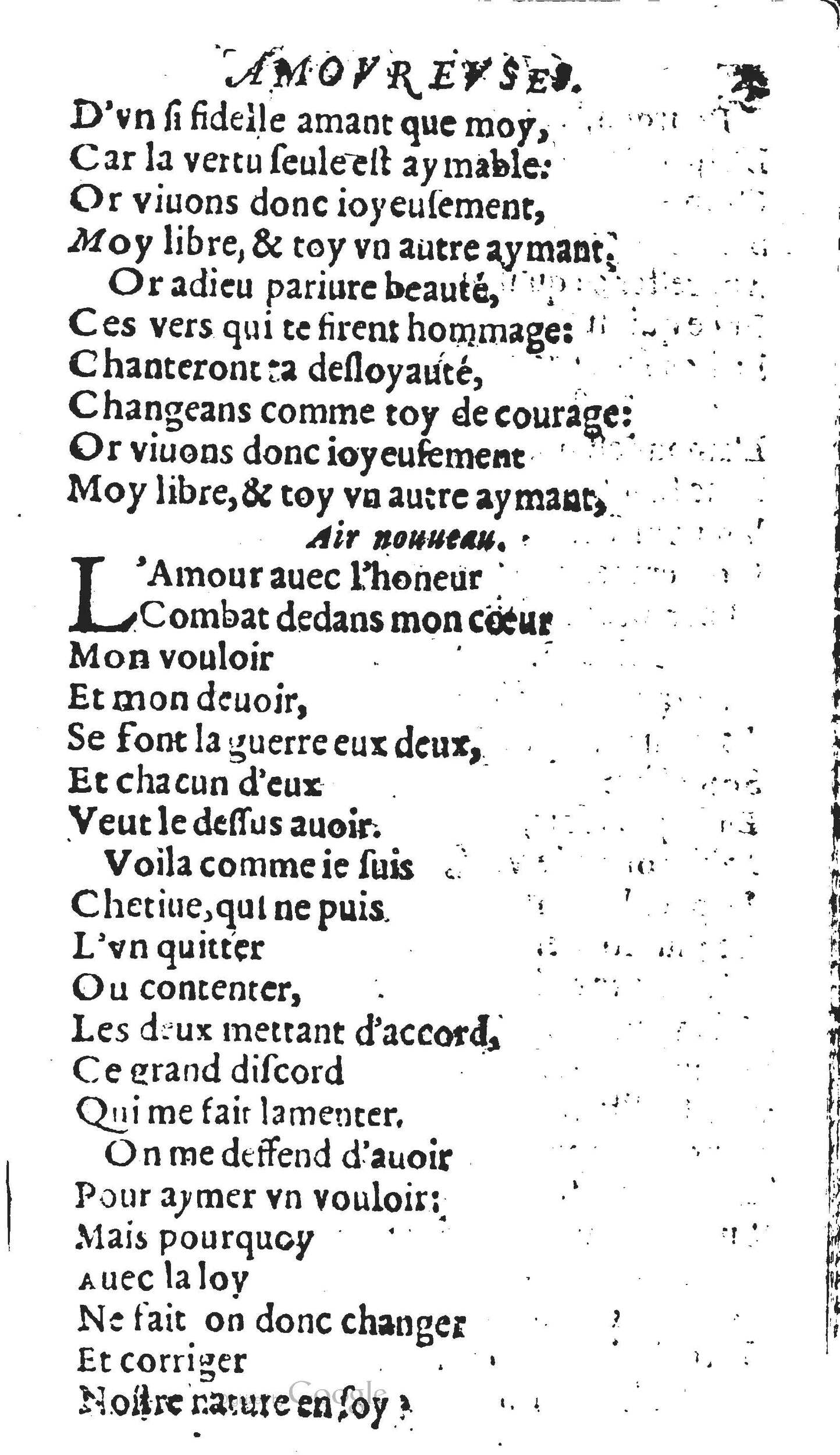 1606 - Théodore Reinsart - Trésor des chansons amoureuses recueillies des plus excellents airs de cour - Livre II - NK ČR Prague