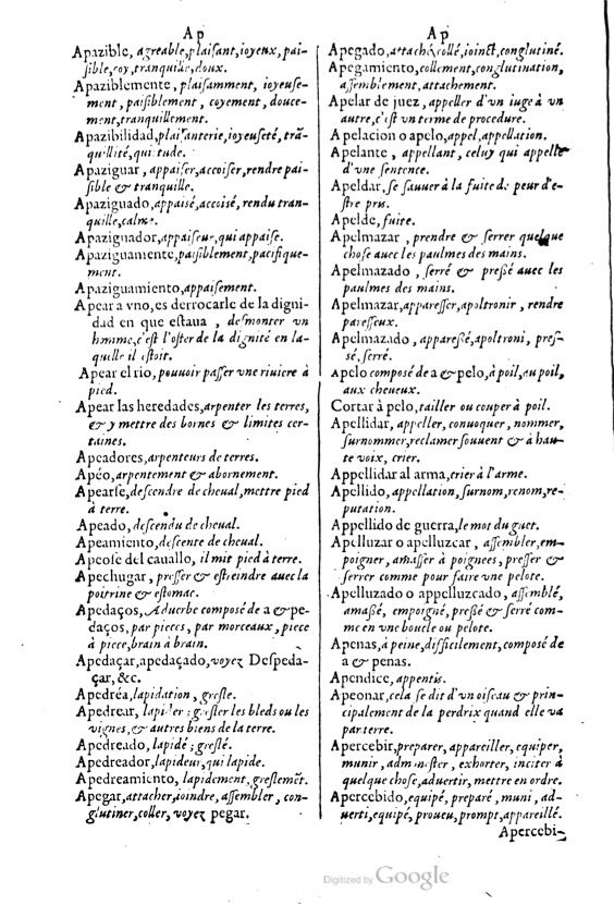 1621 - Adrian Tiffaine - Trésor des deux langues espagnole et française - BM Lyon