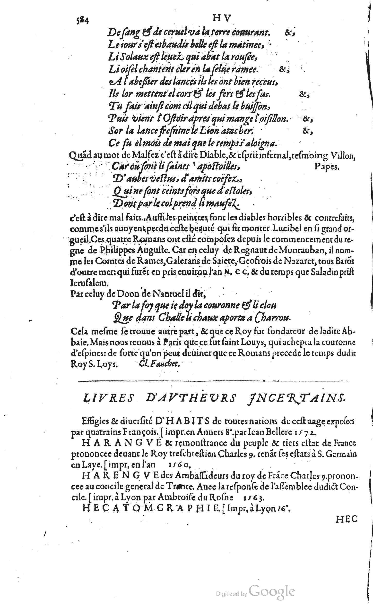 1585 - Barthélemy Honorat - Bibliothèques françaises - BSB Munich