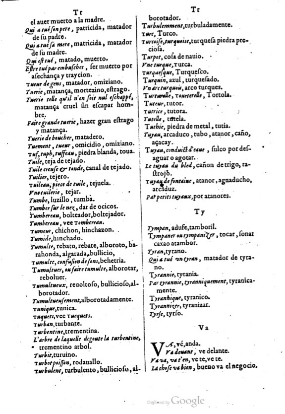 1621 - Adrian Tiffaine - Trésor des deux langues espagnole et française - BM Lyon