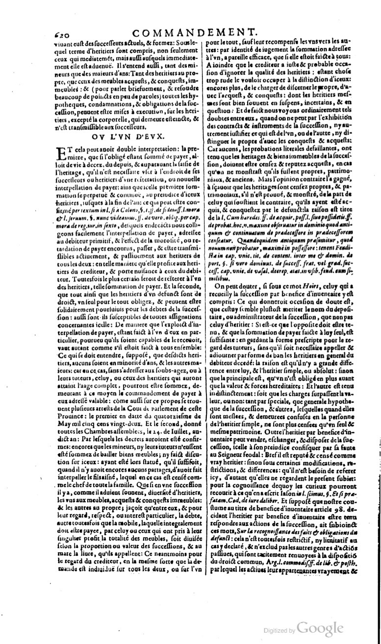 1629 - Veuve Nicolas Buon - Trésor du droit français (29620 T. 1) - BM Lyon