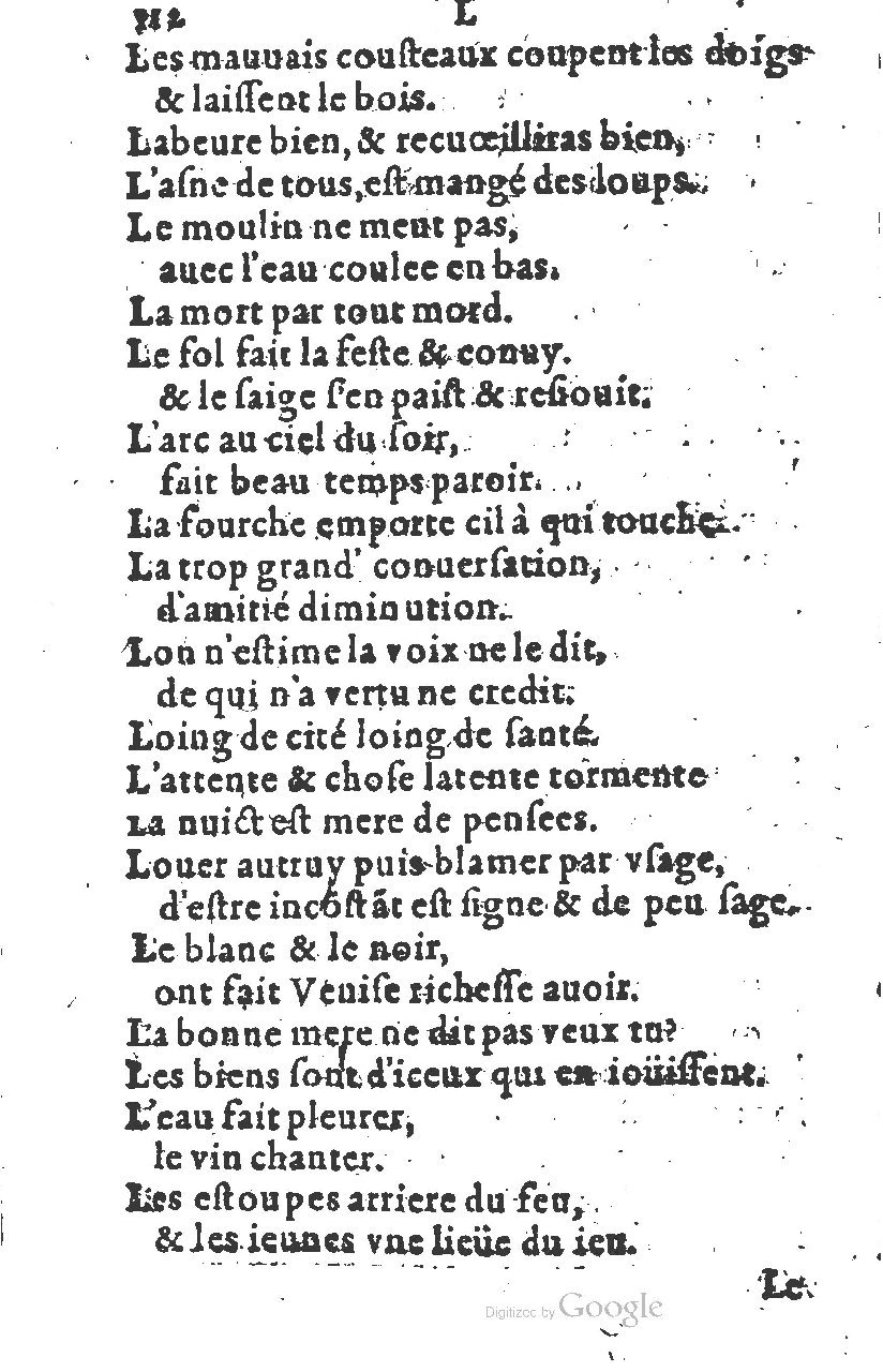 1581 - Nicolas Bonfons  - Trésor des sentences dorées - Princeton