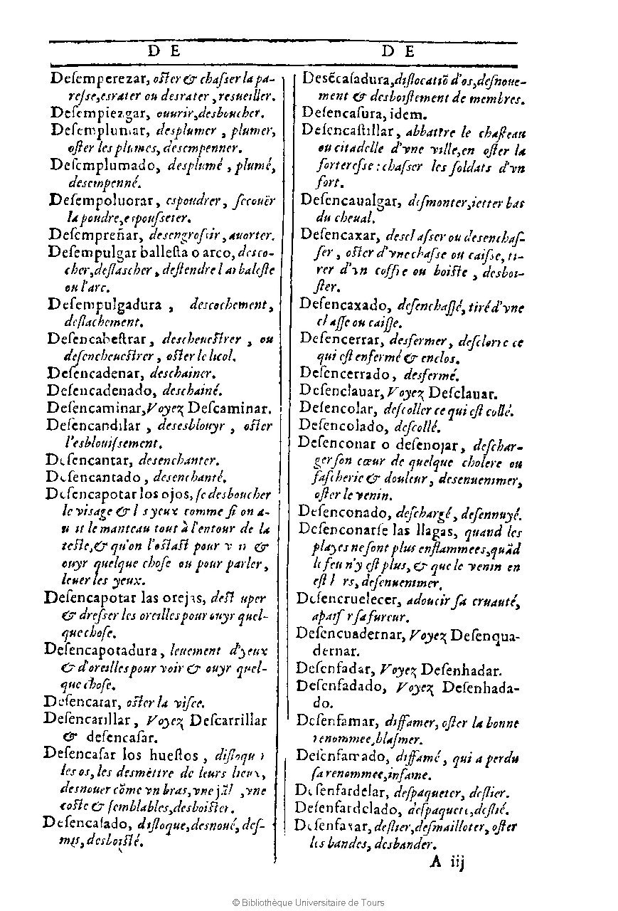 1607 - Marc Orry - Trésor des deux langues espagnole et française (Première et Seconde parties) - BU Tours