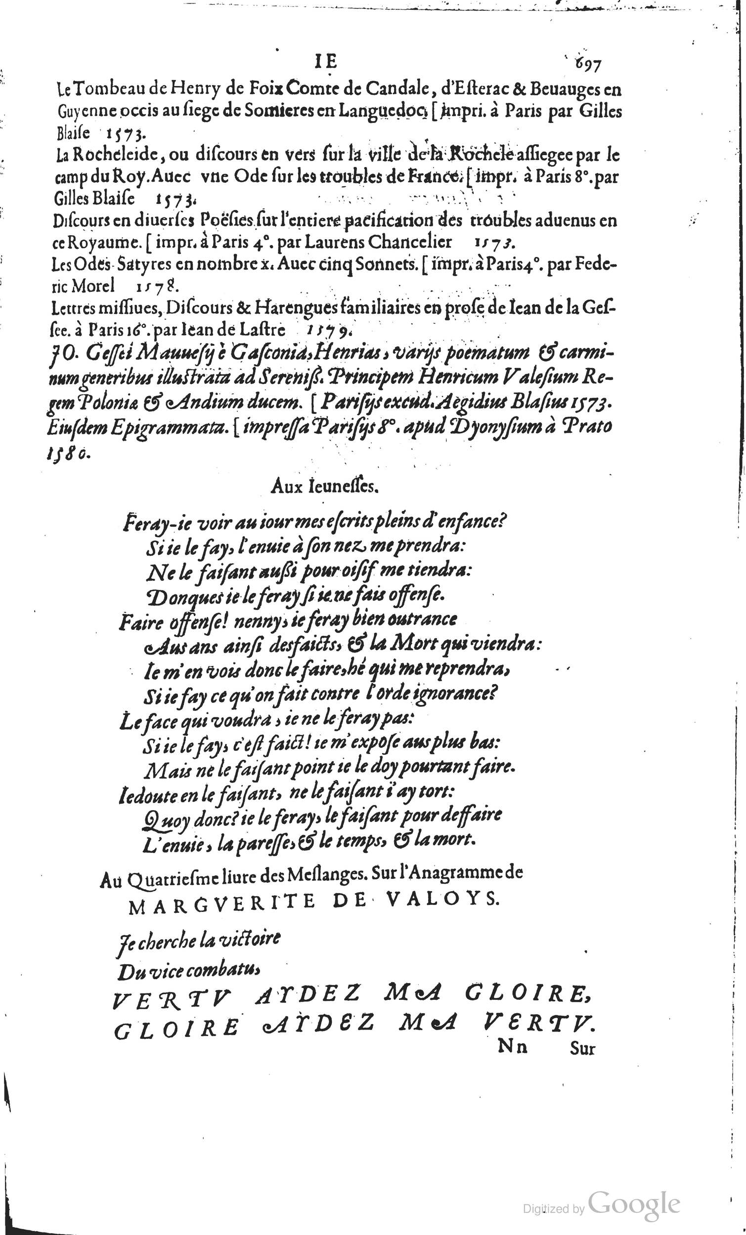 1585 - Barthélemy Honorat - Bibliothèques françaises - BSB Munich