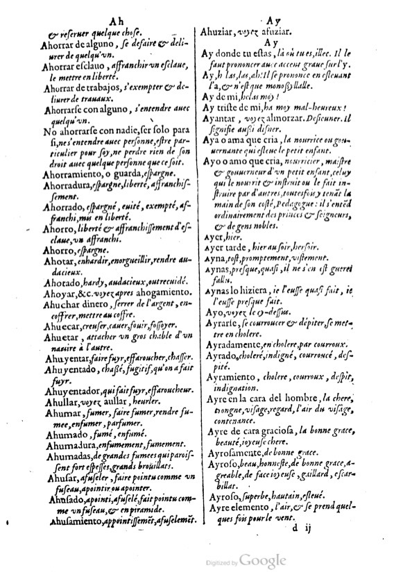 1621 - Adrian Tiffaine - Trésor des deux langues espagnole et française - BM Lyon