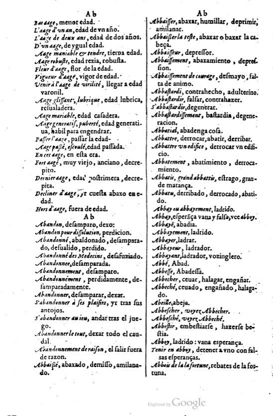 1621 - Adrian Tiffaine - Trésor des deux langues espagnole et française - BM Lyon