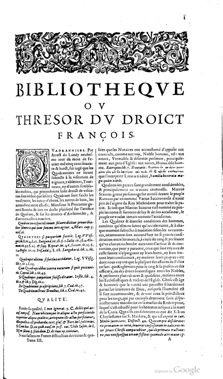 1629 - Veuve Nicolas Buon - Trésor du droit français (21754 T. 3) - BM Lyon