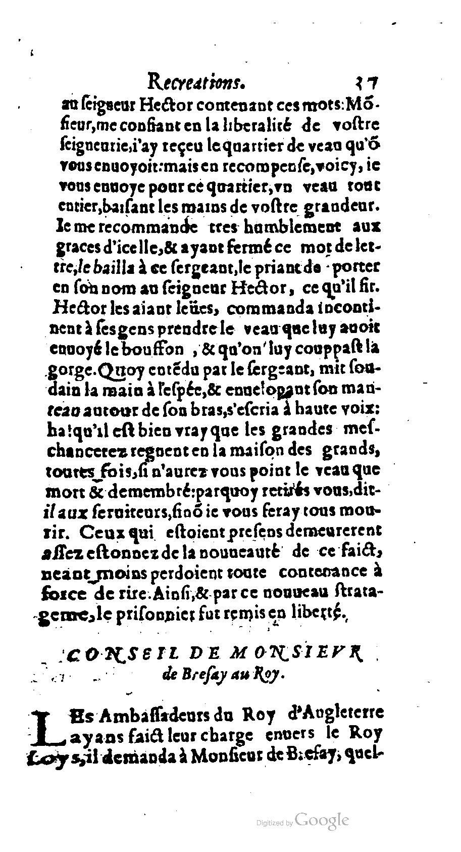 1611 - Romain de Beauvais - Trésor des récréations - BM Lyon
