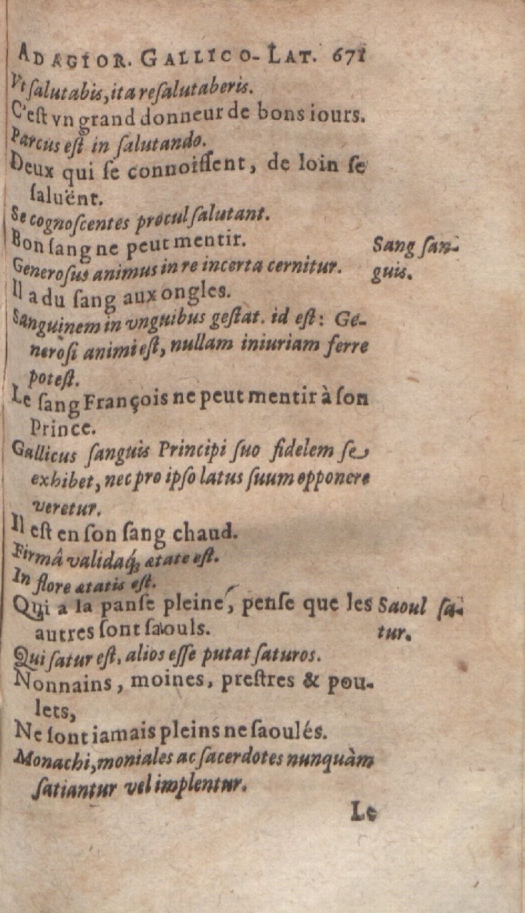 1612 - Dominicus Custos - Trésor des proverbes français  - Bibliopol-Olomuc