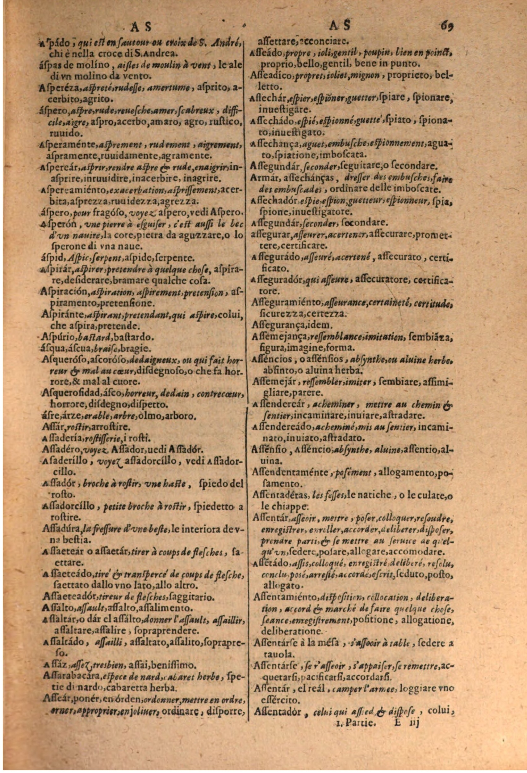 1606 - Samuel Crespin - Thresor des trois langues, francoise, italiene et espagnolle - BSB Munich