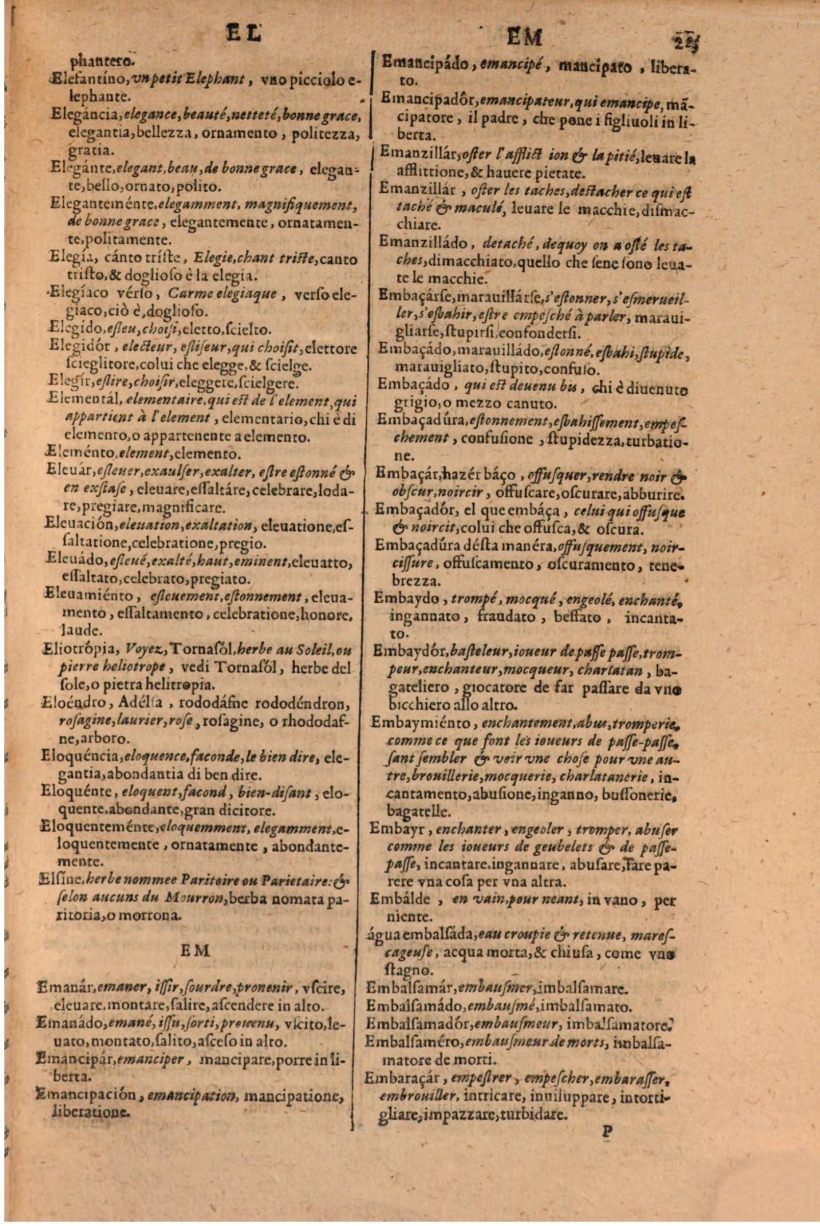 1606 - Samuel Crespin - Thresor des trois langues, francoise, italiene et espagnolle - BSB Munich