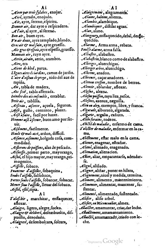 1621 - Adrian Tiffaine - Trésor des deux langues espagnole et française - BM Lyon