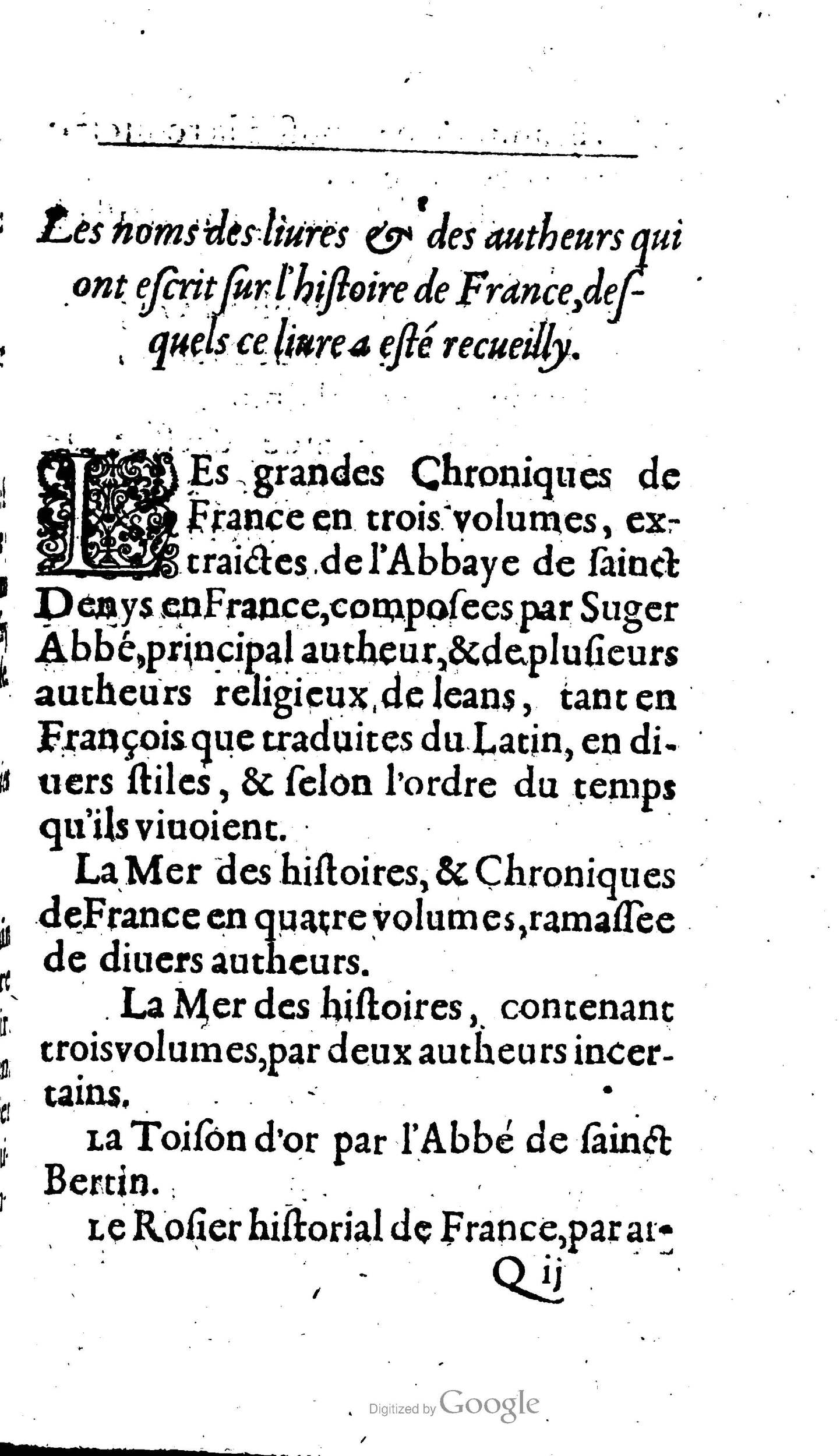 1604 - Galiot Corrozet - Trésor des histoires de France - BNC Florence