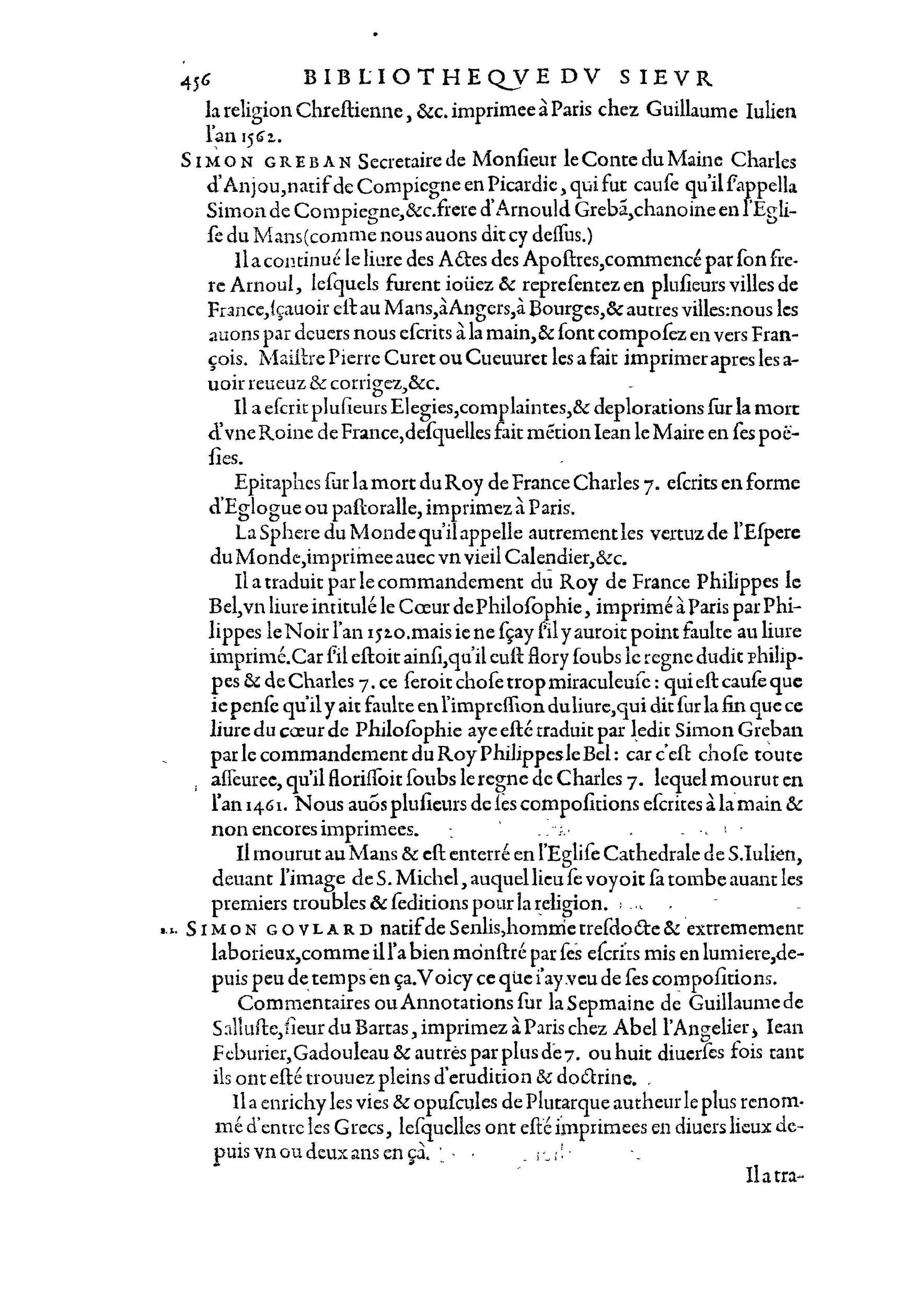 1584 - Abel L&#039;Angelier - Bibliothèques françaises - BnF