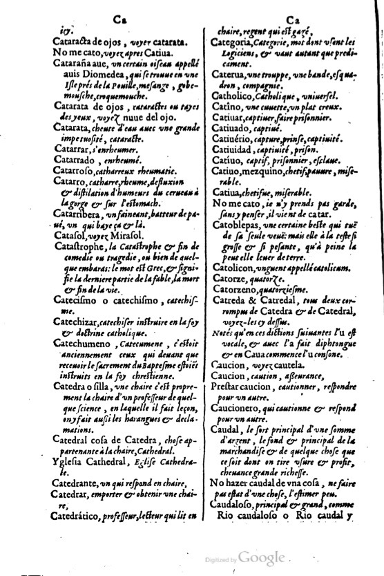 1621 - Adrian Tiffaine - Trésor des deux langues espagnole et française - BM Lyon
