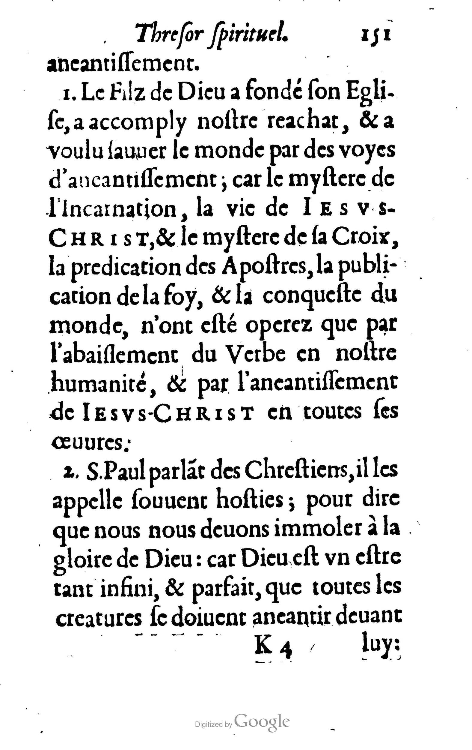 1633 - François Waudré - Trésor spirituel contenant les excellences du christianisme - BM Lyon