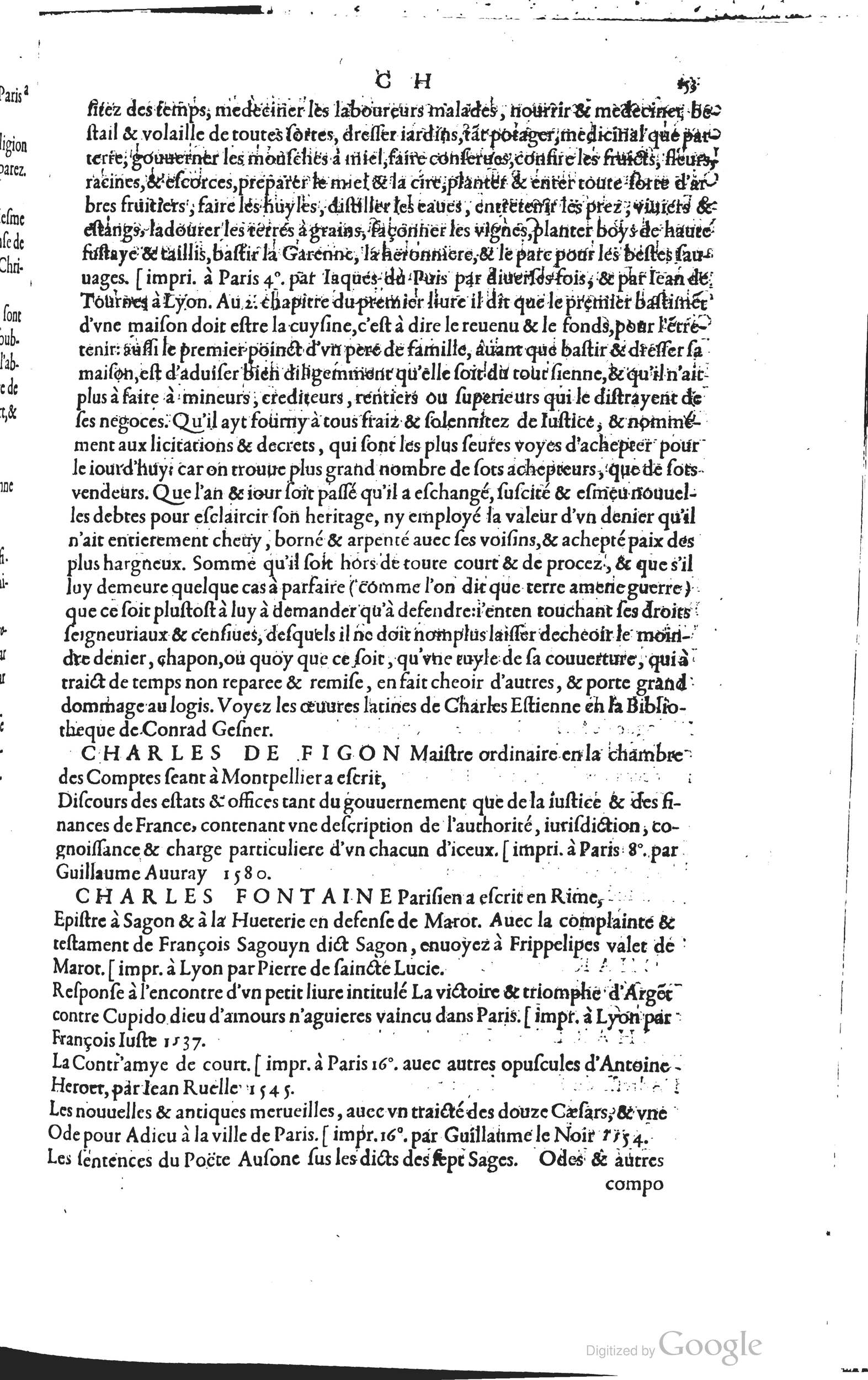 1585 - Barthélemy Honorat - Bibliothèques françaises - BSB Munich