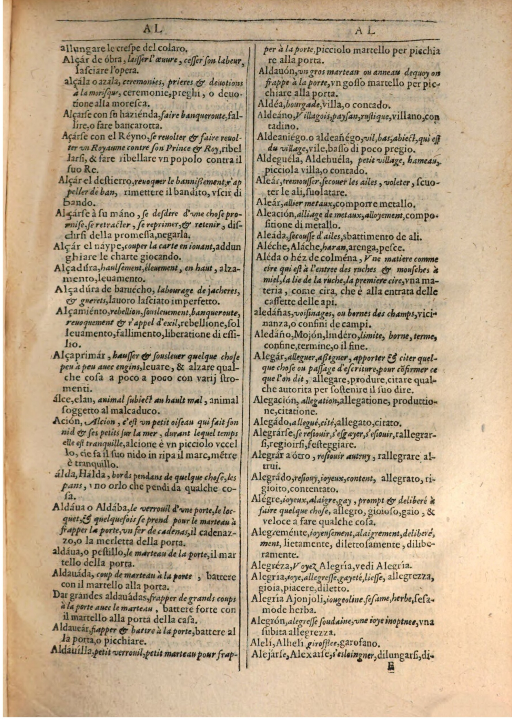 1609 - Philippe Albert et Alexandre Pernet - Trésor des trois langues française, italienne et espagnole (Première partie) - BSB Munich