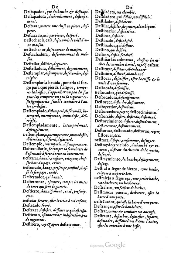 1621 - Adrian Tiffaine - Trésor des deux langues espagnole et française - BM Lyon