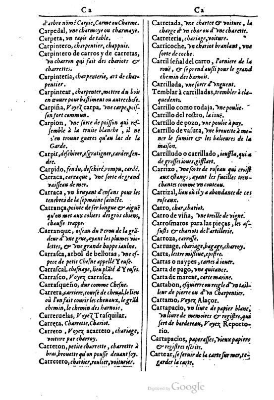 1616 - Veuve Marc Orry - Trésor des deux langues espagnole et française (Première et Seconde parties) - BM Lyon