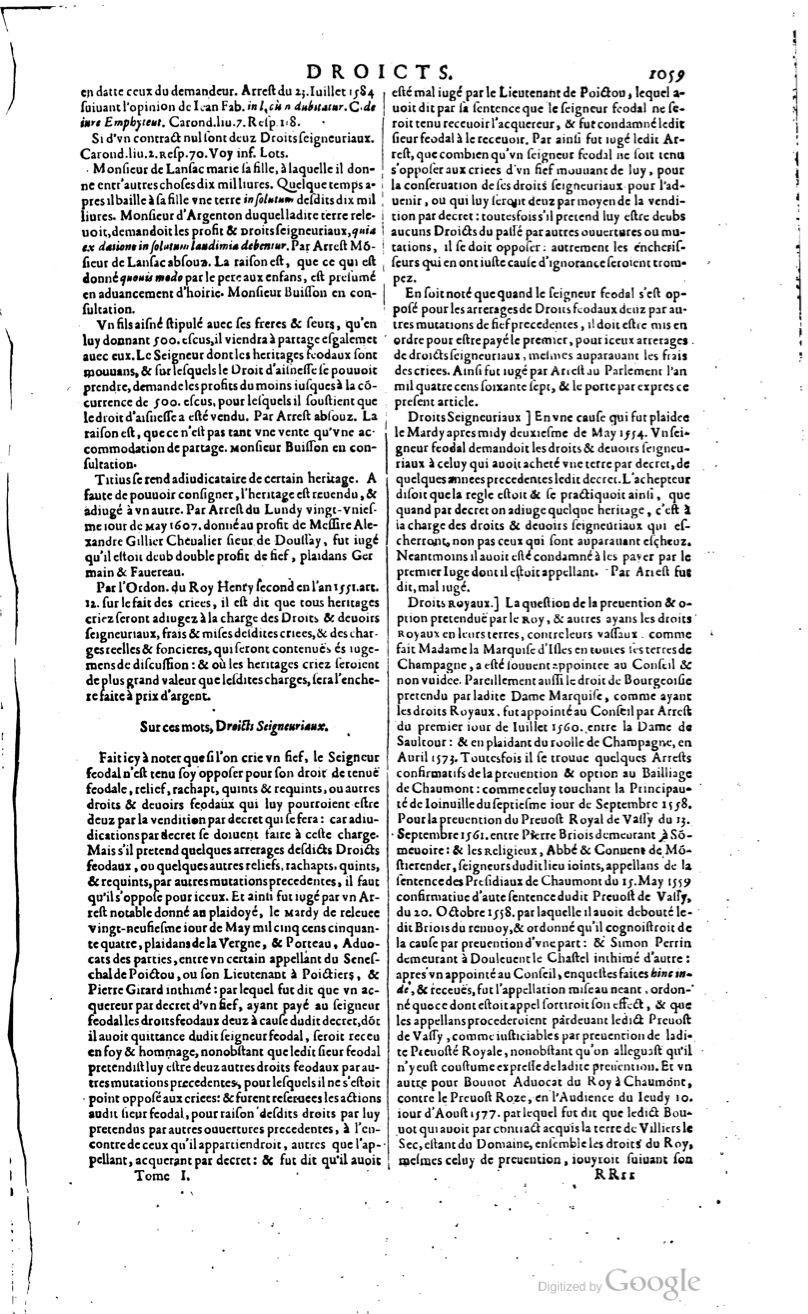 1629 - Veuve Nicolas Buon - Trésor du droit français (29620 T. 1) - BM Lyon