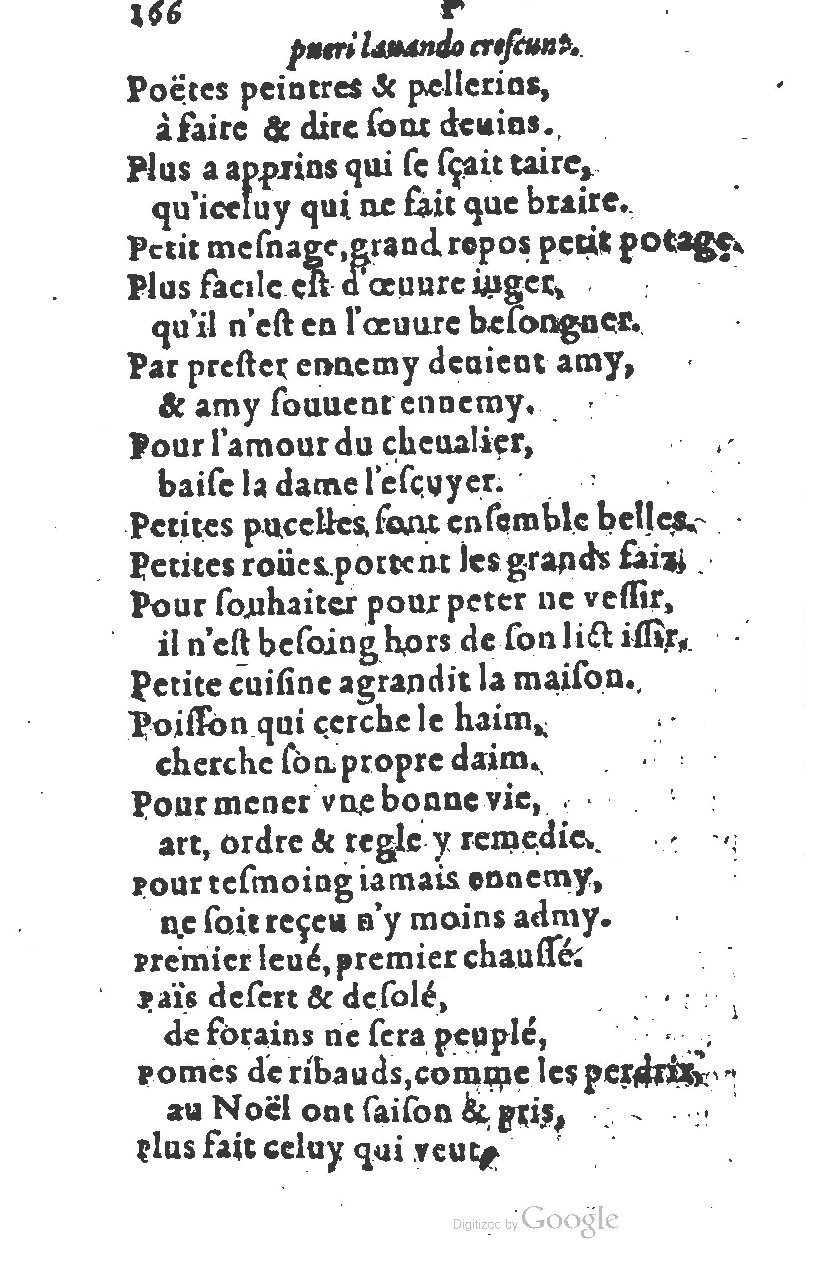 1581 - Nicolas Bonfons  - Trésor des sentences dorées - Princeton