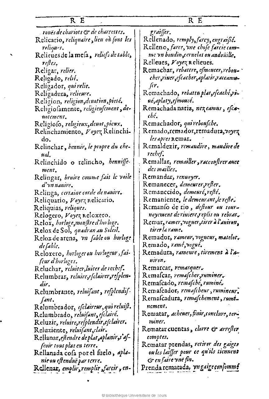 1607 - Marc Orry - Trésor des deux langues espagnole et française (Première et Seconde parties) - BU Tours