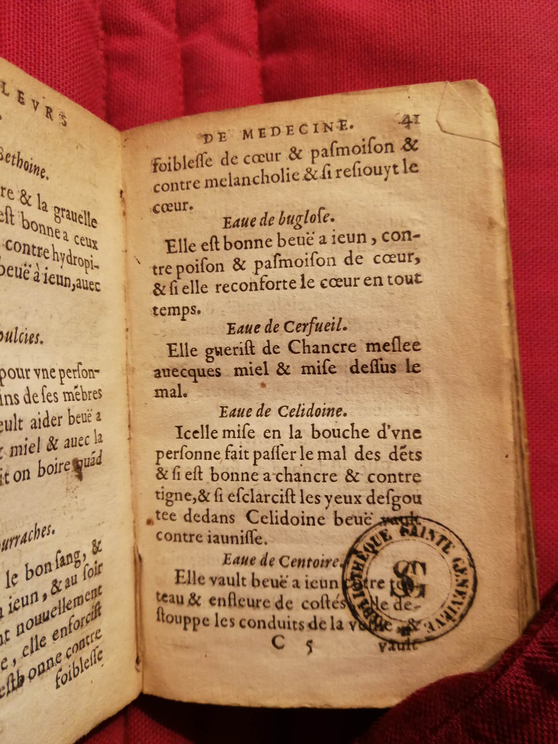1586 - Benoît Rigaud - Trésor des fleurs et secrets de médecine - Sainte-Geneviève