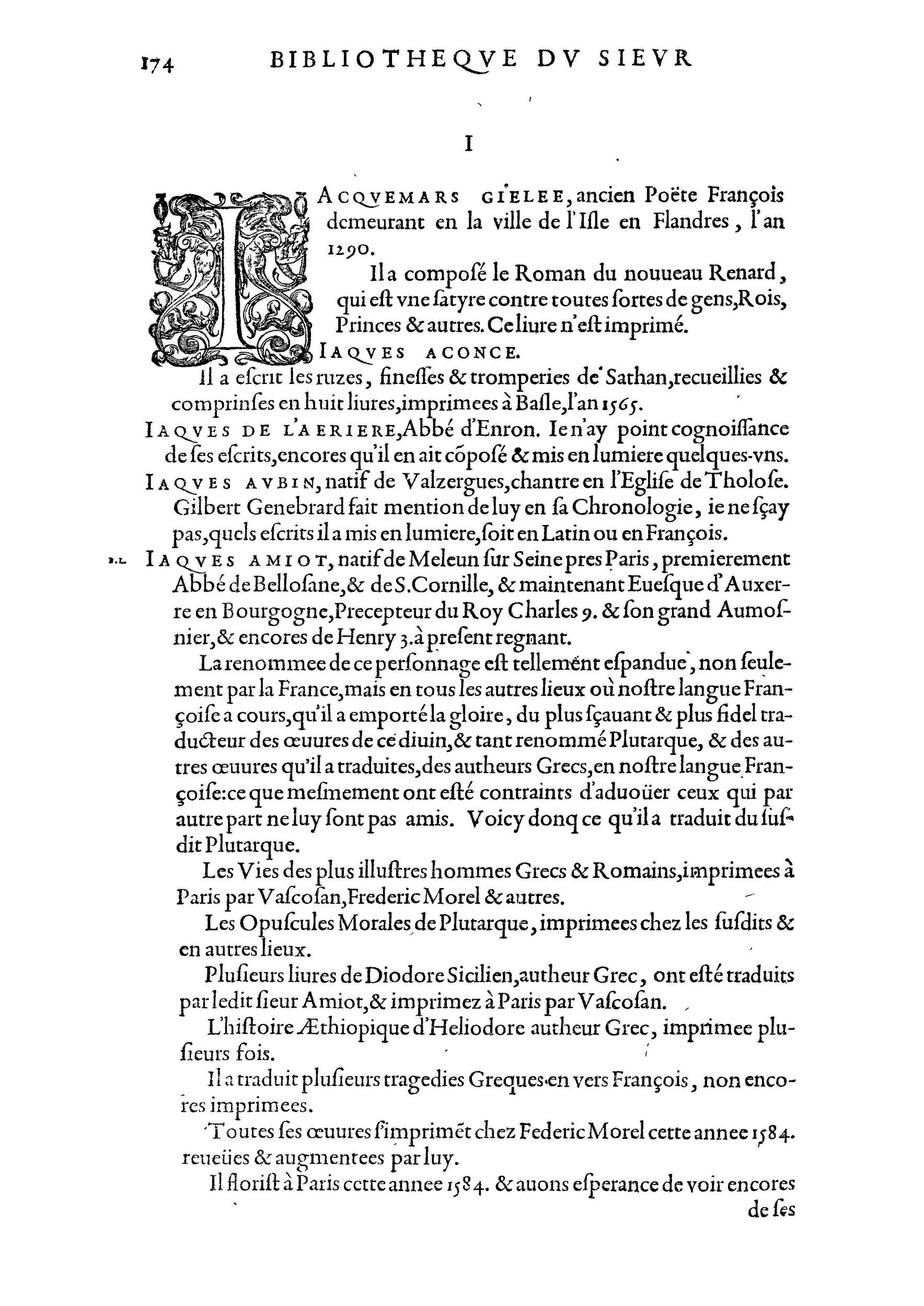 1584 - Abel L&#039;Angelier - Bibliothèques françaises - BnF