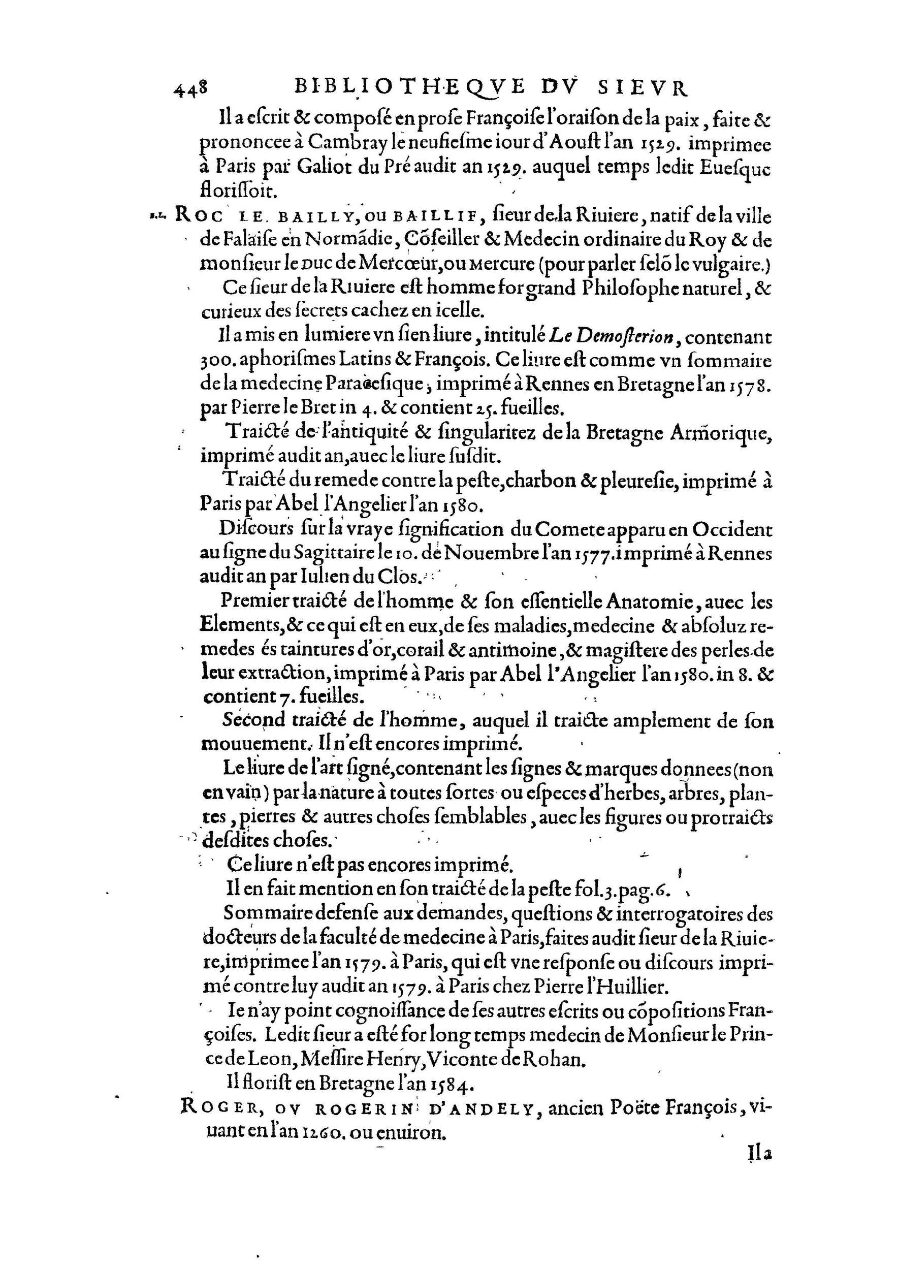 1584 - Abel L&#039;Angelier - Bibliothèques françaises - BnF