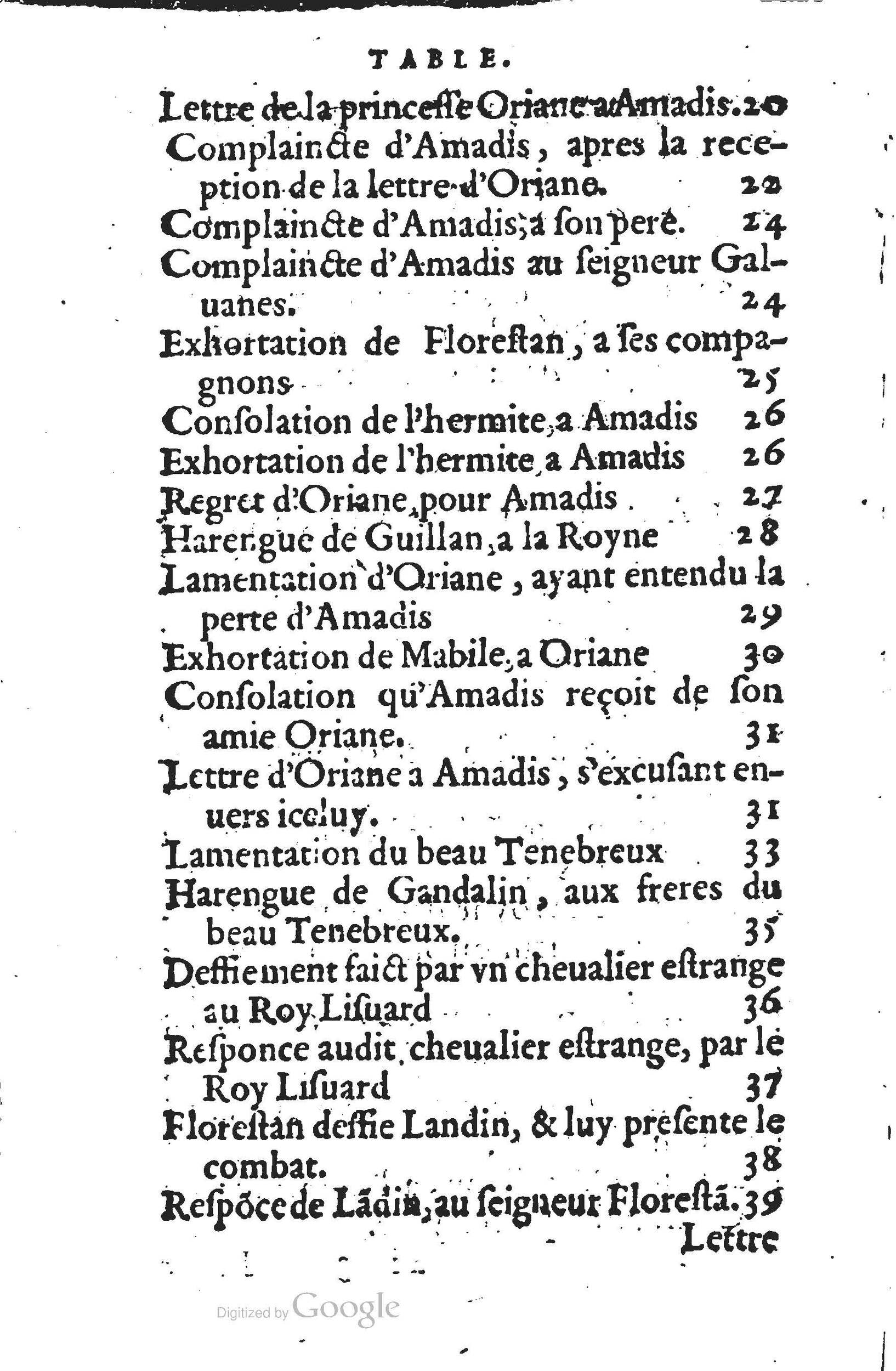 1560 - Jean d’Ogerolles et Gabriel Cotier Lyon - Trésor des Amadis - BSB Munich