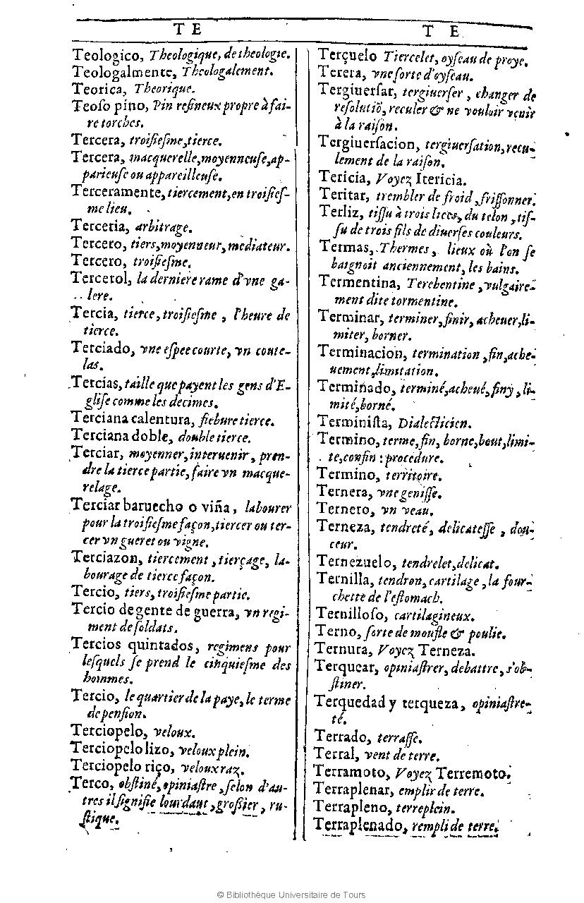 1607 - Marc Orry - Trésor des deux langues espagnole et française (Première et Seconde parties) - BU Tours