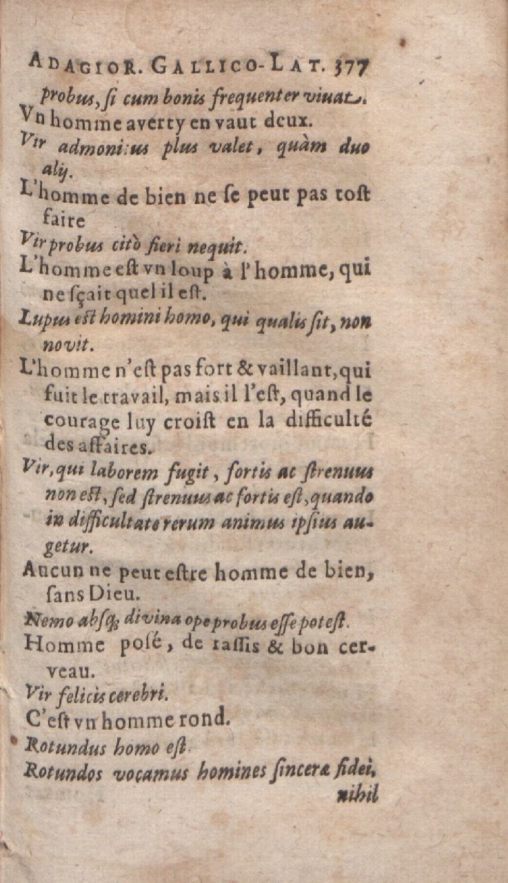 1612 - Dominicus Custos - Trésor des proverbes français  - Bibliopol-Olomuc