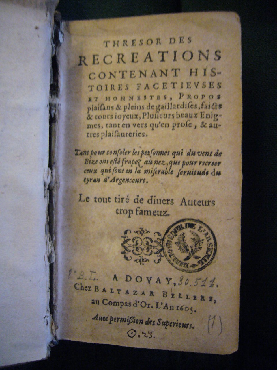 1605 - Balthazar Bellère - Trésor des récréations - BnF