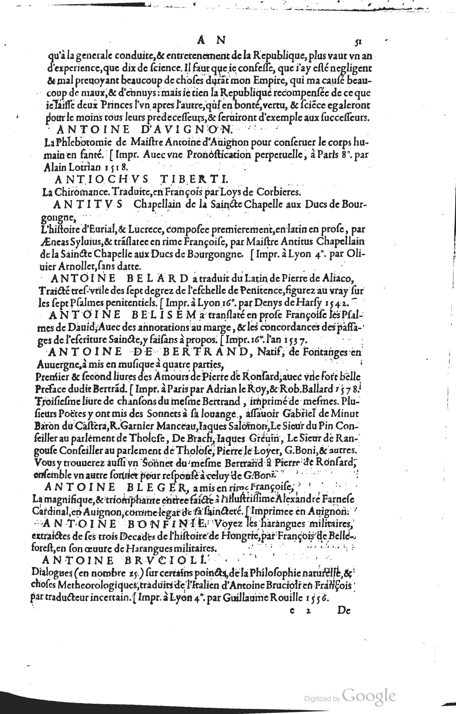 1585 - Barthélemy Honorat - Bibliothèques françaises - BSB Munich