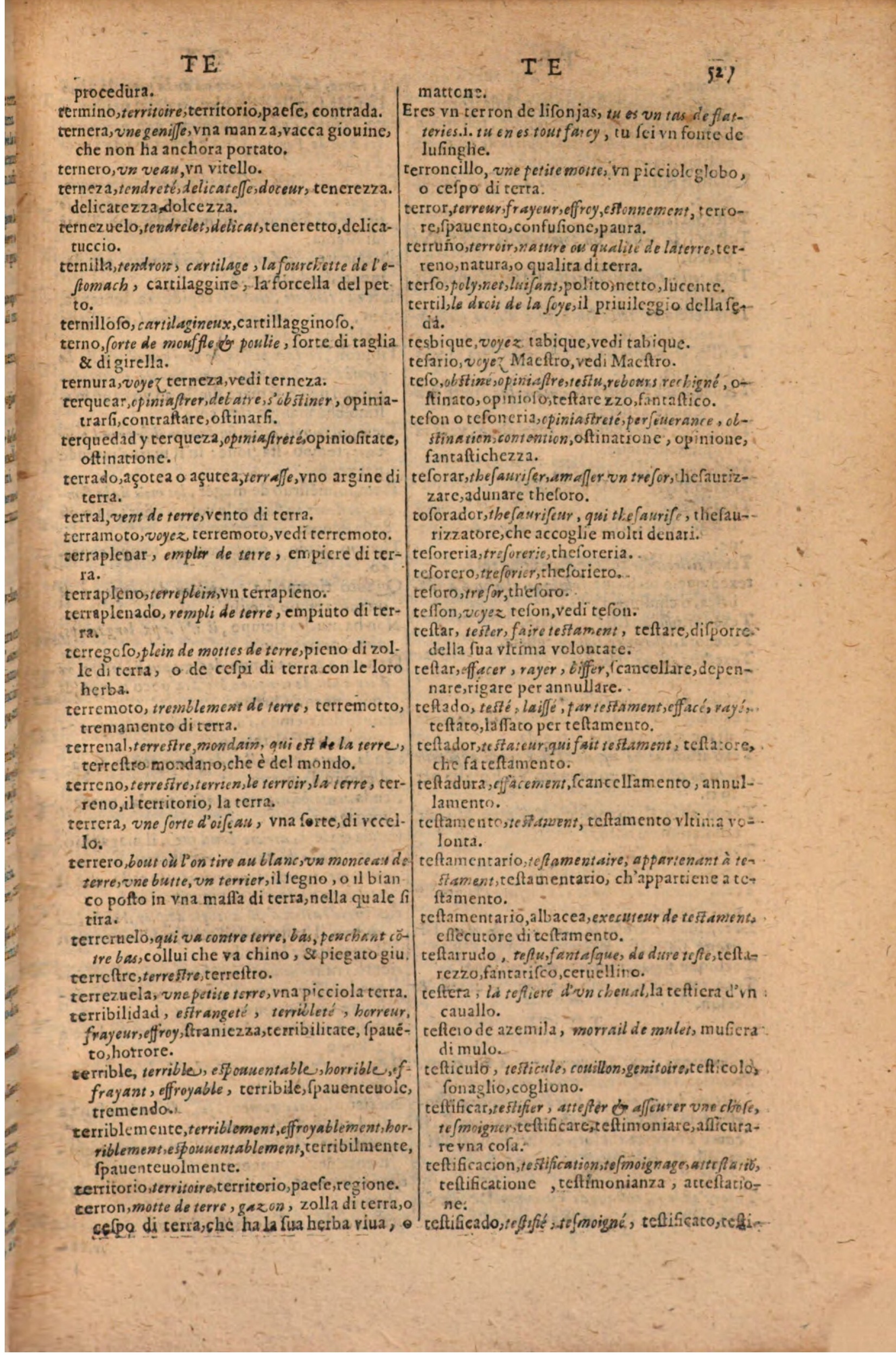 1606 - Samuel Crespin - Thresor des trois langues, francoise, italiene et espagnolle - BSB Munich