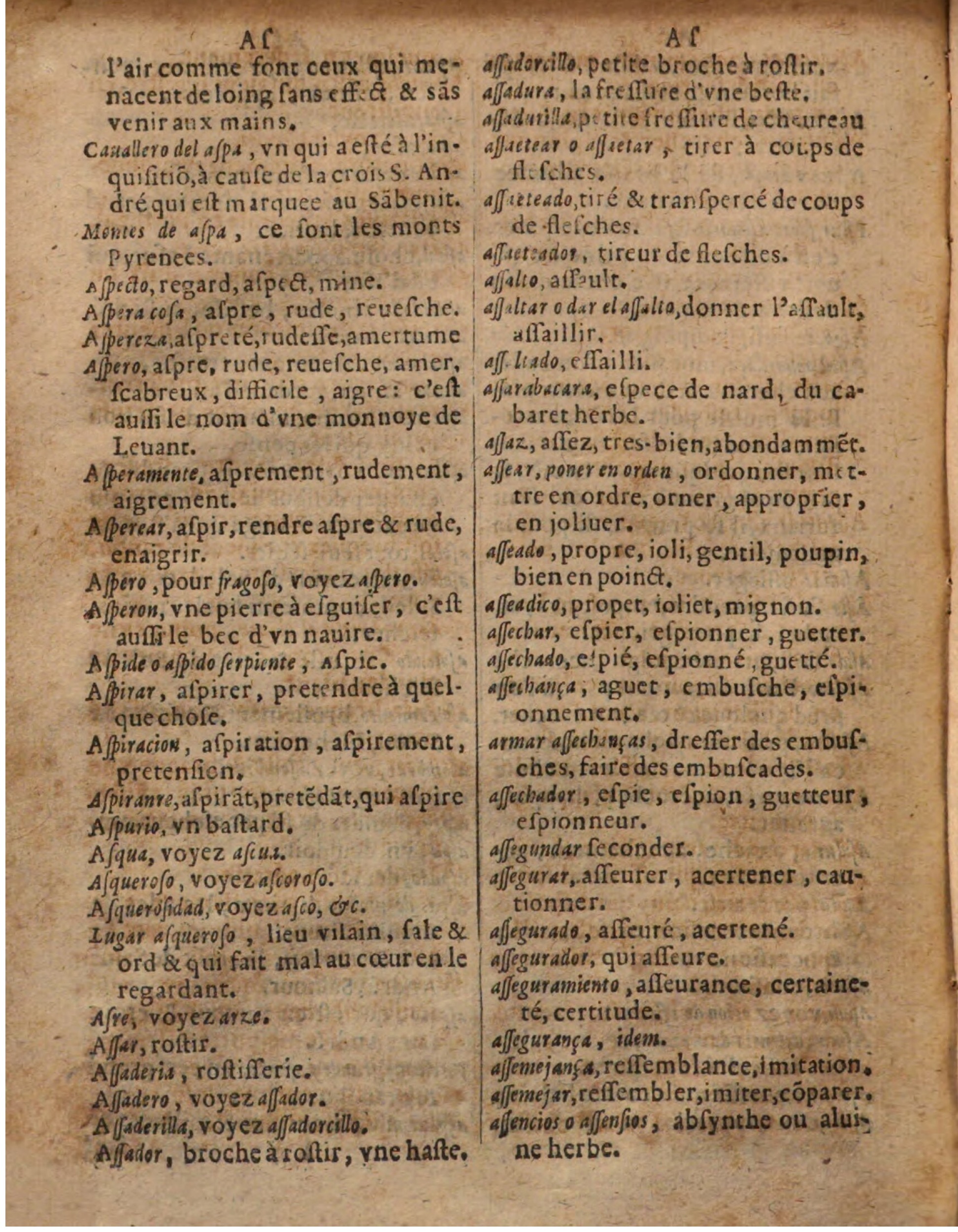 1625 - Hubert Antoine - Trésor des deux langues espagnole et française - Augsbourg