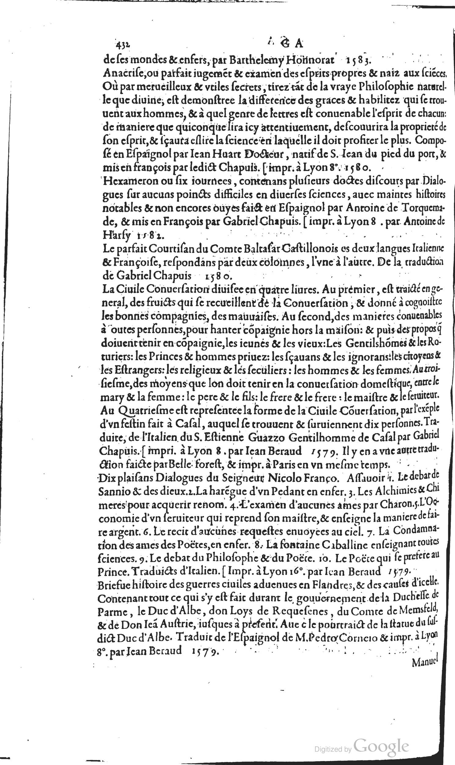 1585 - Barthélemy Honorat - Bibliothèques françaises - BSB Munich