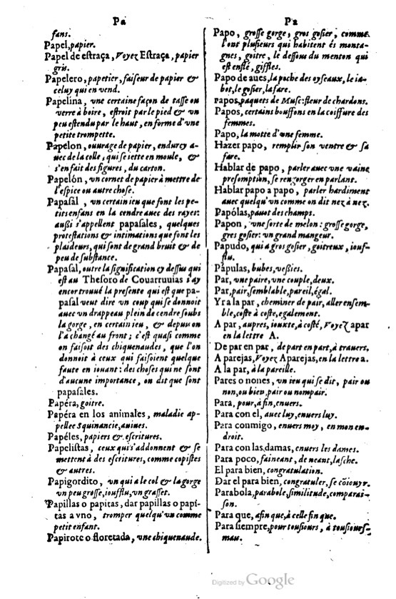 1621 - Adrian Tiffaine - Trésor des deux langues espagnole et française - BM Lyon