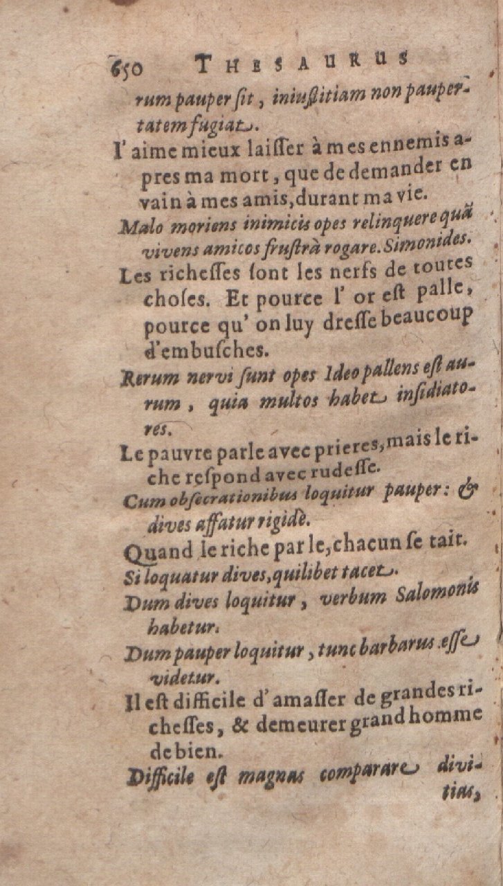 1612 - Dominicus Custos - Trésor des proverbes français - Bibliopol-Olomuc 1612 - Dominicus Custos - Trésor des proverbes français - Bibliopol-Olomuc