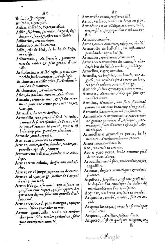 1621 - Adrian Tiffaine - Trésor des deux langues espagnole et française - BM Lyon